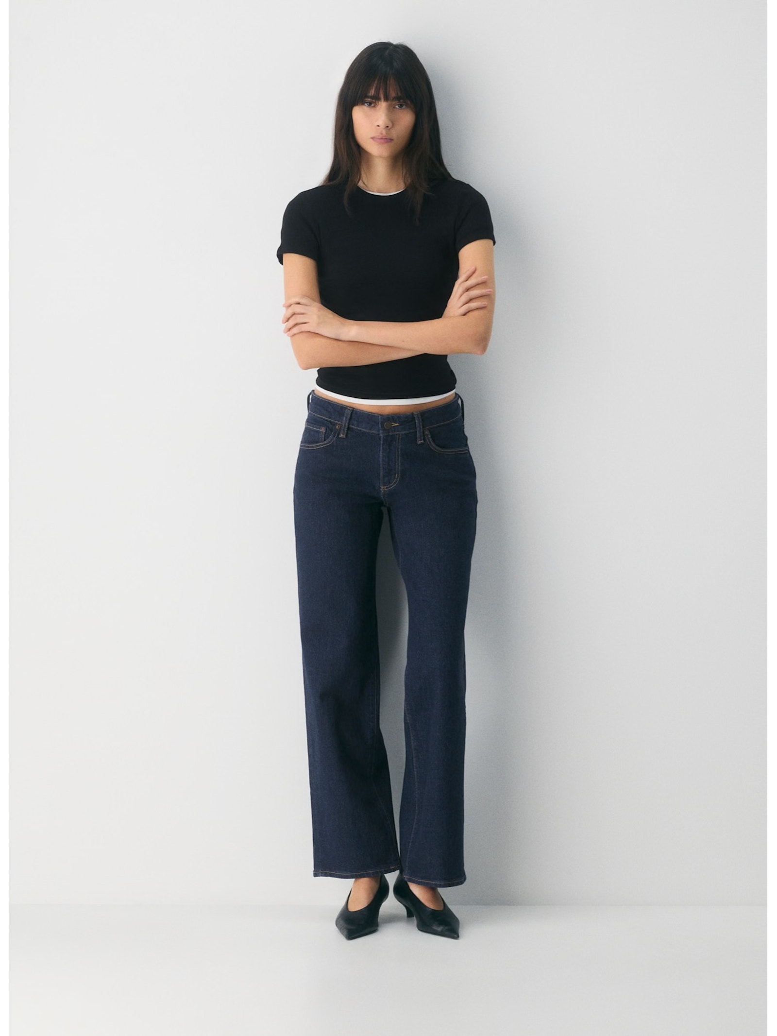 Nwt Aritzia Denim Forum Salma Super Lo Rise Straight Jeans Women’s 31 Dark Blue